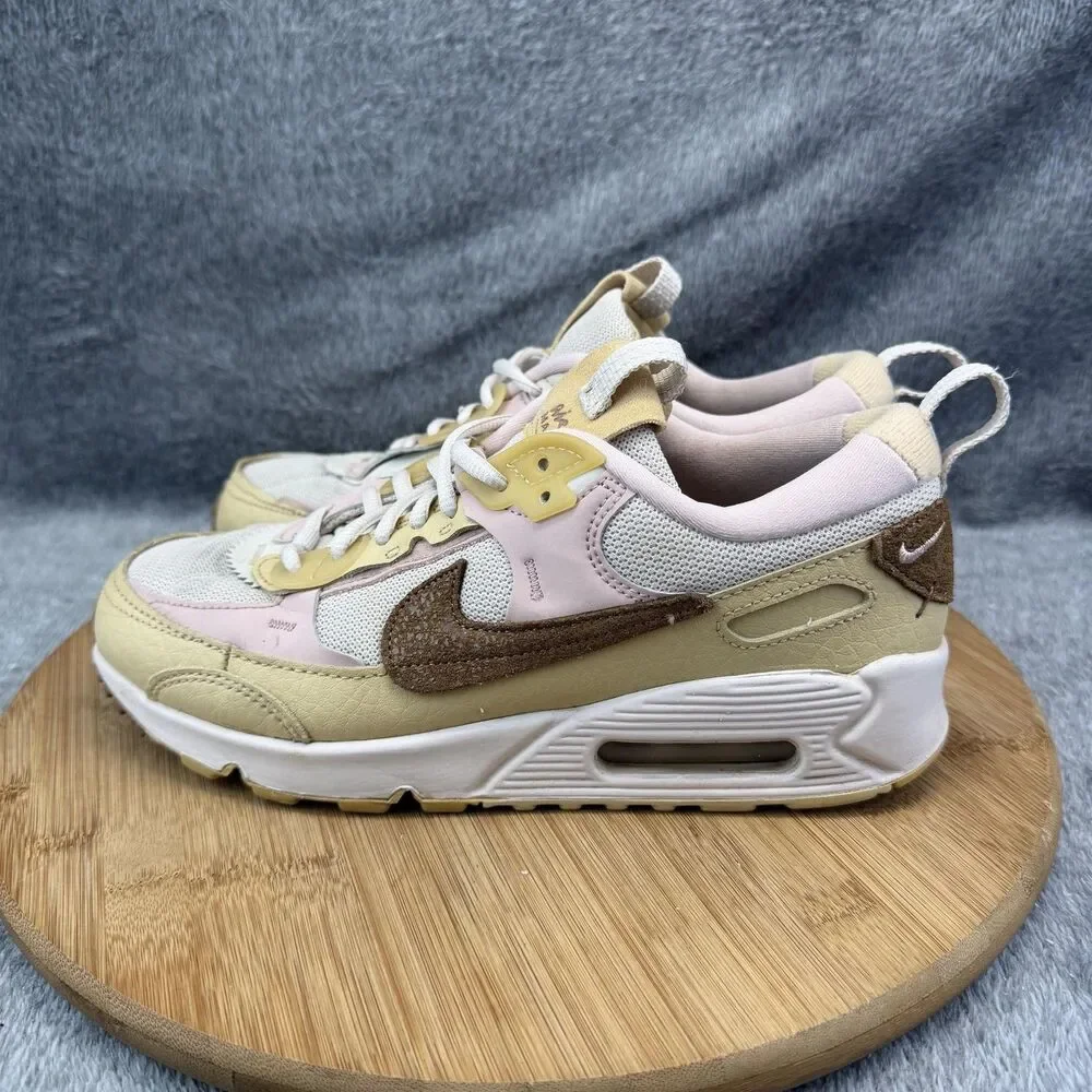 Nike Air Max 90 Futura Shoes Womens Size 8 Beige Pink Mesh Sneakers DZ4704-100